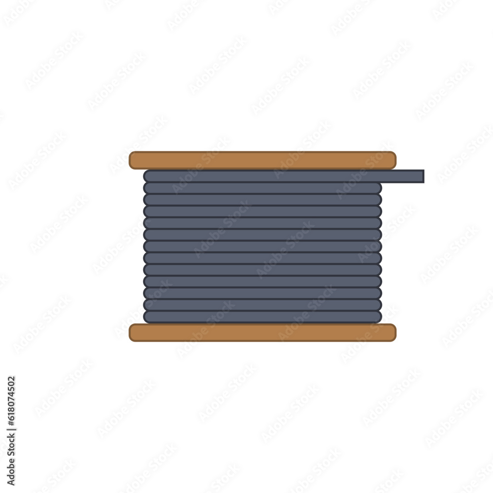 Wire icon with reel. Cord and spool. Wire icon with reel. Cord and spool.