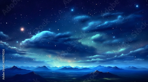 aurora borealis in the mountains fantasy wallpaper created with Generative AI 
