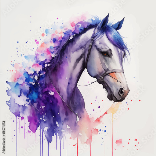 Watercolor Animal Illustration with Beautiful Dog Head on White Background. Aquarel Painted Style Pet Wallpaper Design for Banner, Poster, Invitation or Cover.