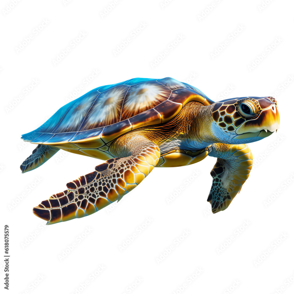 Fototapeta premium A turtle isolated on transparent background, Generative AI