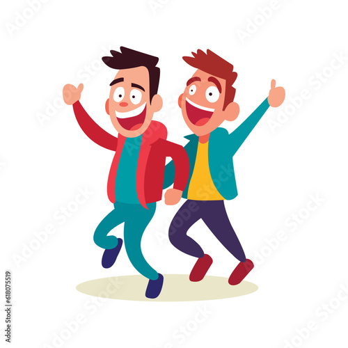 vector friends of male characters enjoying with each other using vector illustration artwork happy friendship day