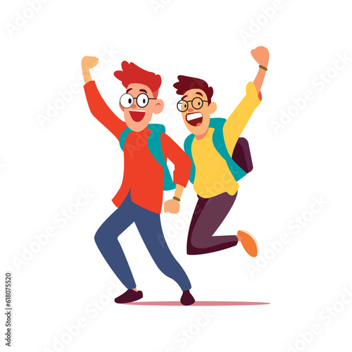celebrating two young boys happy friendship day using vector illustration art