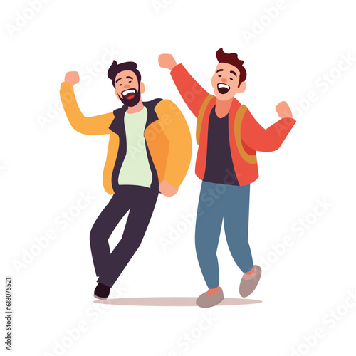 two young boys dancing excitedly using vector illustration art happy friendship day illustration art