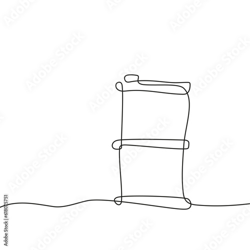 Oil barrel icon hand drawn with single one continuous line. Isolated vector illustration.