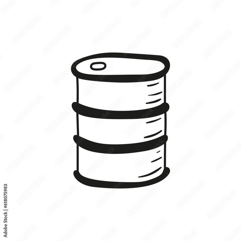 Oil barrel vector cartoon icon hand drawn in doodle style. Oil barrel vector cartoon icon hand drawn in doodle style.