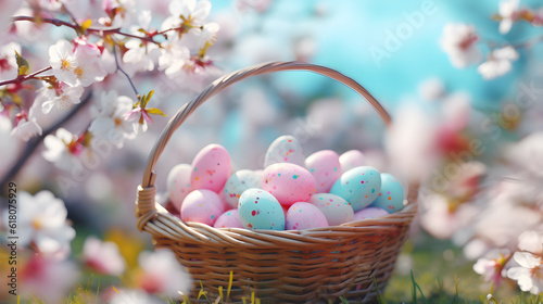 easter basket with eggs and bunny created with Generative AI 