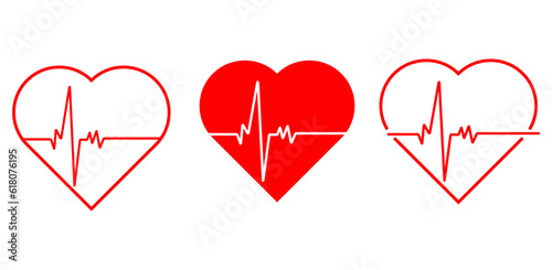heart pulse cardiogram icon. outline style heartbeat icon on white background. full vector illustration
