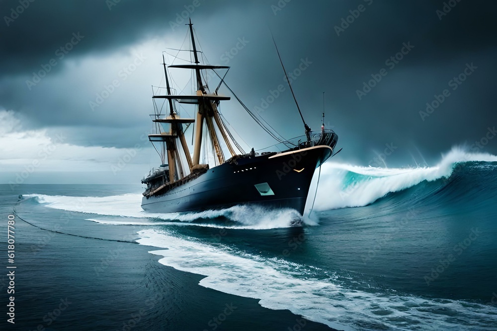 ship in the sea generated Ai. ship in the sea generated Ai.