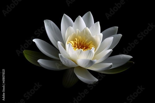 Symbol of Purity. Closeup of Fresh White Lotus Flower on Black Background