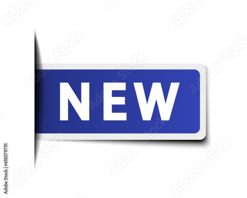 Blue label with word new