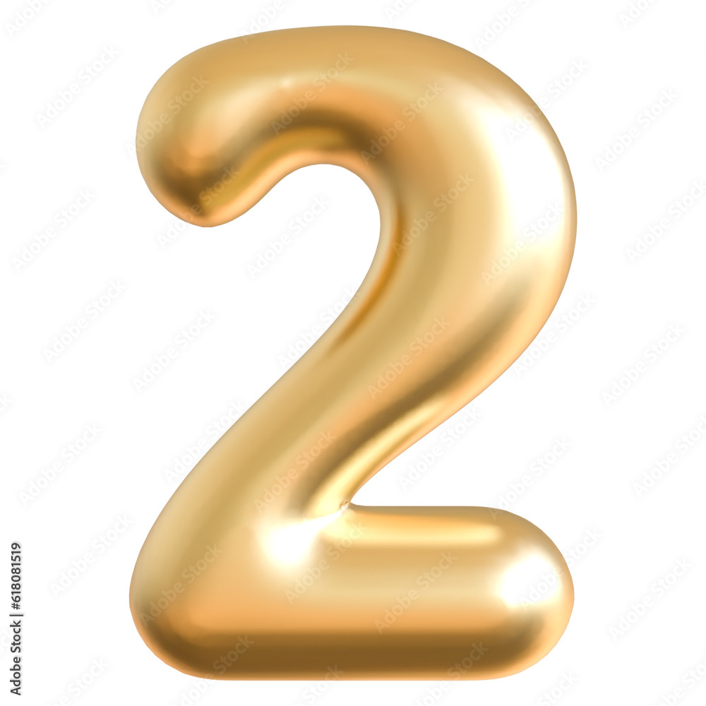 2 Number Gold Balloon 2 Number Gold Balloon