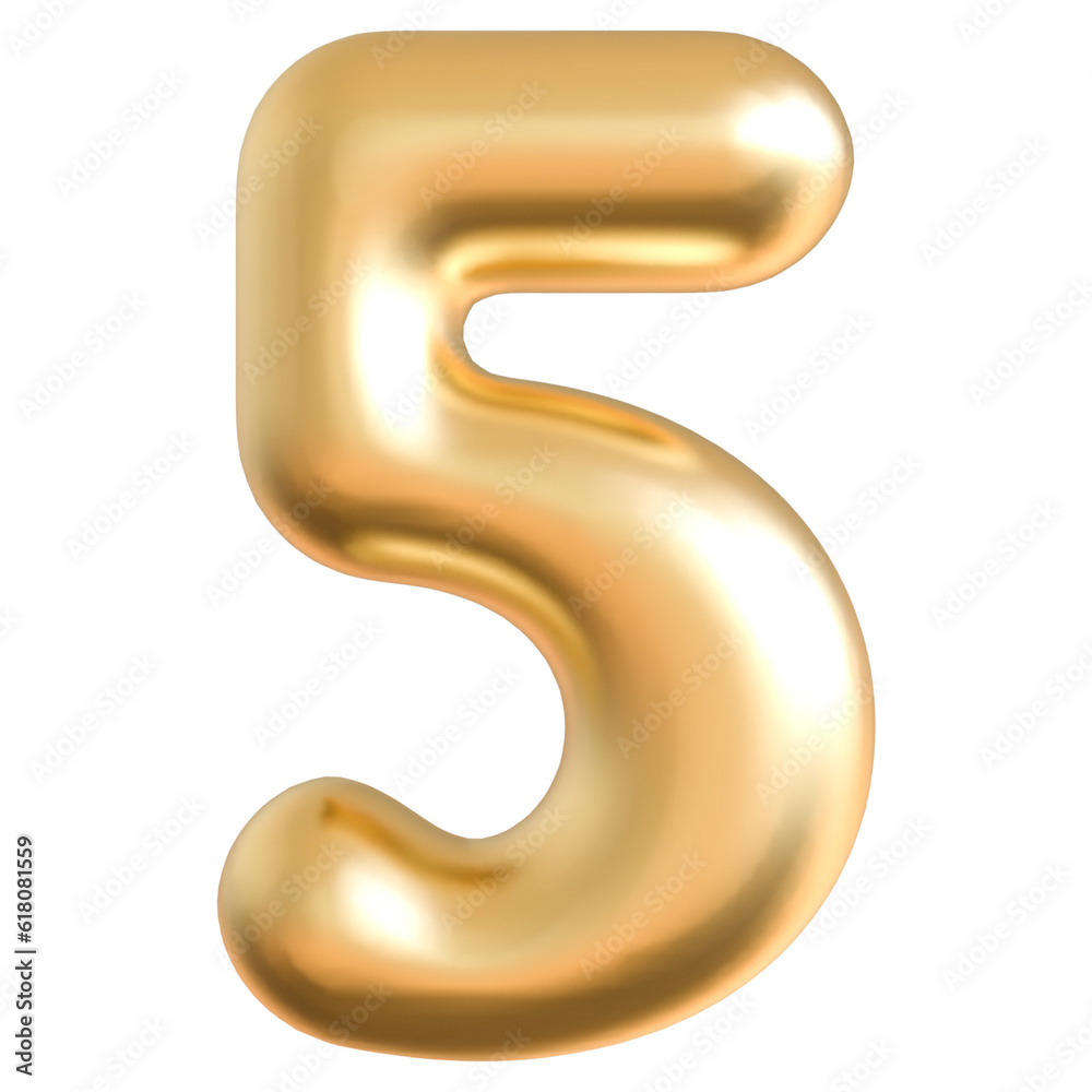 5 Number Gold Balloon 5 Number Gold Balloon