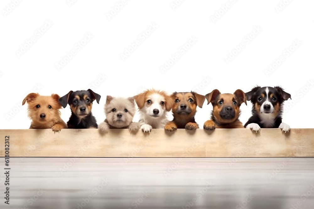 横一列に並んだ子犬たち with generative ai 横一列に並んだ子犬たち with generative ai
