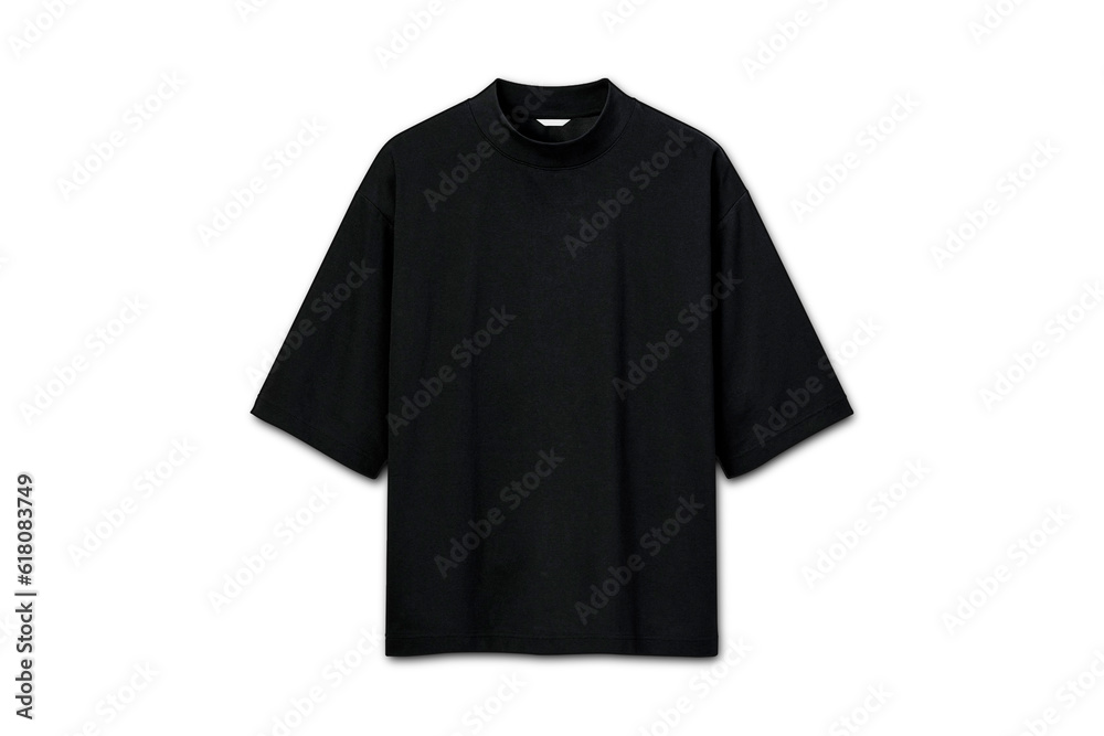 Black oversize t-shirt mockup isolated on white background. unisex modern casual t-shirt.3d rendering. Black oversize t-shirt mockup isolated on white background. unisex modern casual t-shirt.3d rendering.