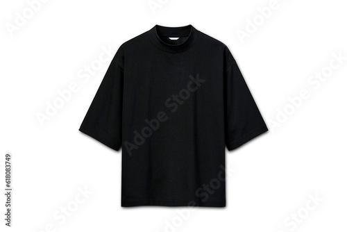 Black oversize t-shirt mockup isolated on white background. unisex modern casual t-shirt.3d rendering.	 photo