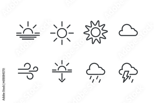 Set of weather line icons. Vector