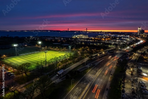 Carta da parati Aerial view of Calvert Vaux Park in Brooklyn, New York during a beautiful and co