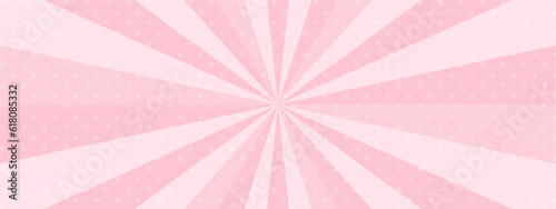 かわいいポップなドットの集中線　横　横長 　ワイド 　バナー