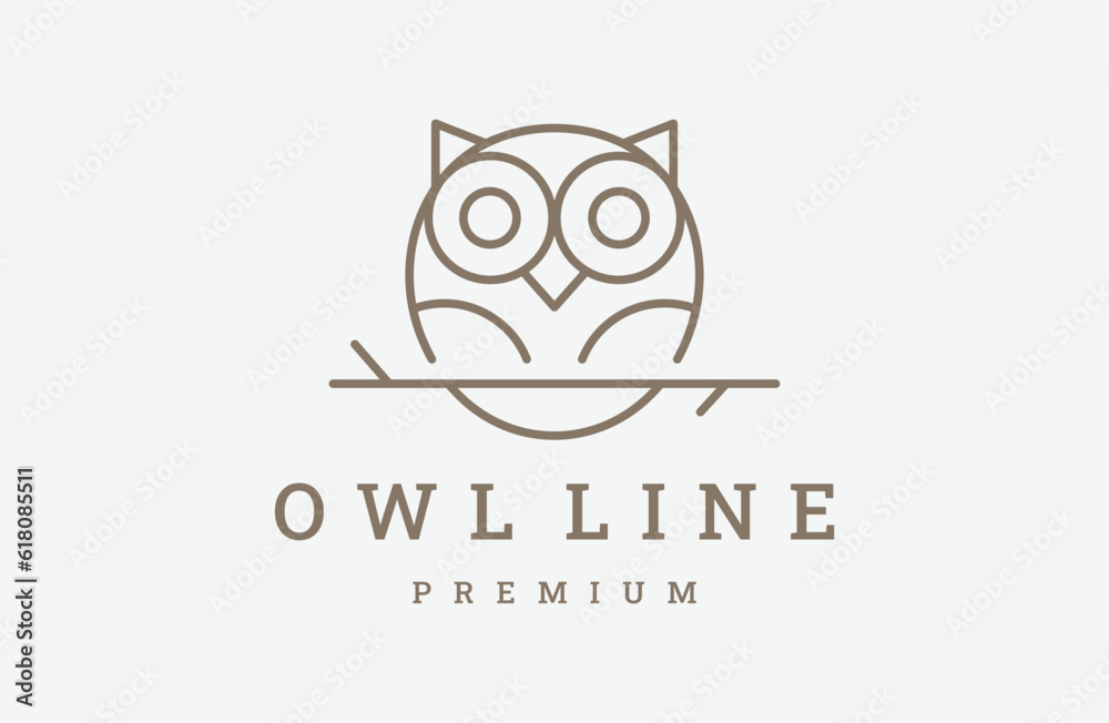 Fototapeta premium Owl logo vector icon illustration hipster vintage retro .