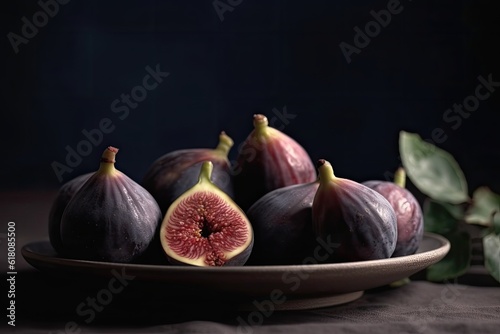 Ripe organic figs on a plate.