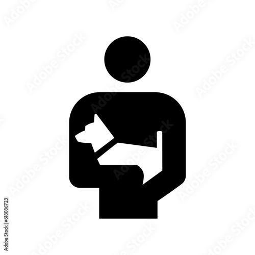 ISO 7001 BP 006:  Dogs should be carried. International Standard Public information sign for dogs should be carried.