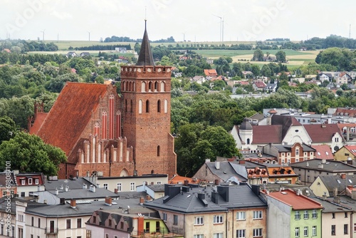 View from the castle tower on the town of Brodnica - Church of Saint Catherine of Alexandria.