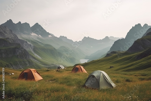 tourist tents in a tourist hiking camp