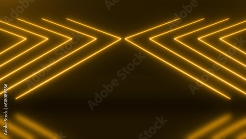 Abstract Gold Neon Line Background. Golden neon line and dark background.