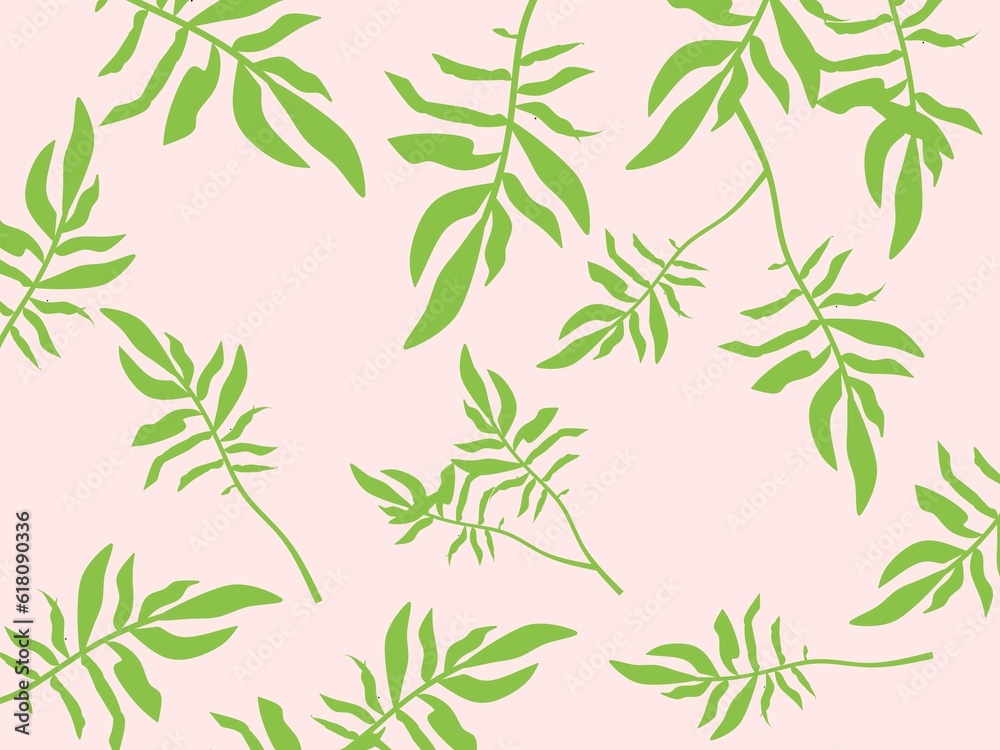 seamless pattern with bamboo leaves.Plant silhouette background 