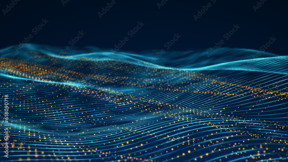 Technology background. Honeycomb concept. Big data. Hexagonal space with connected dots and lines. 3d Technology background. Honeycomb concept. Big data. Hexagonal space with connected dots and lines. 3d