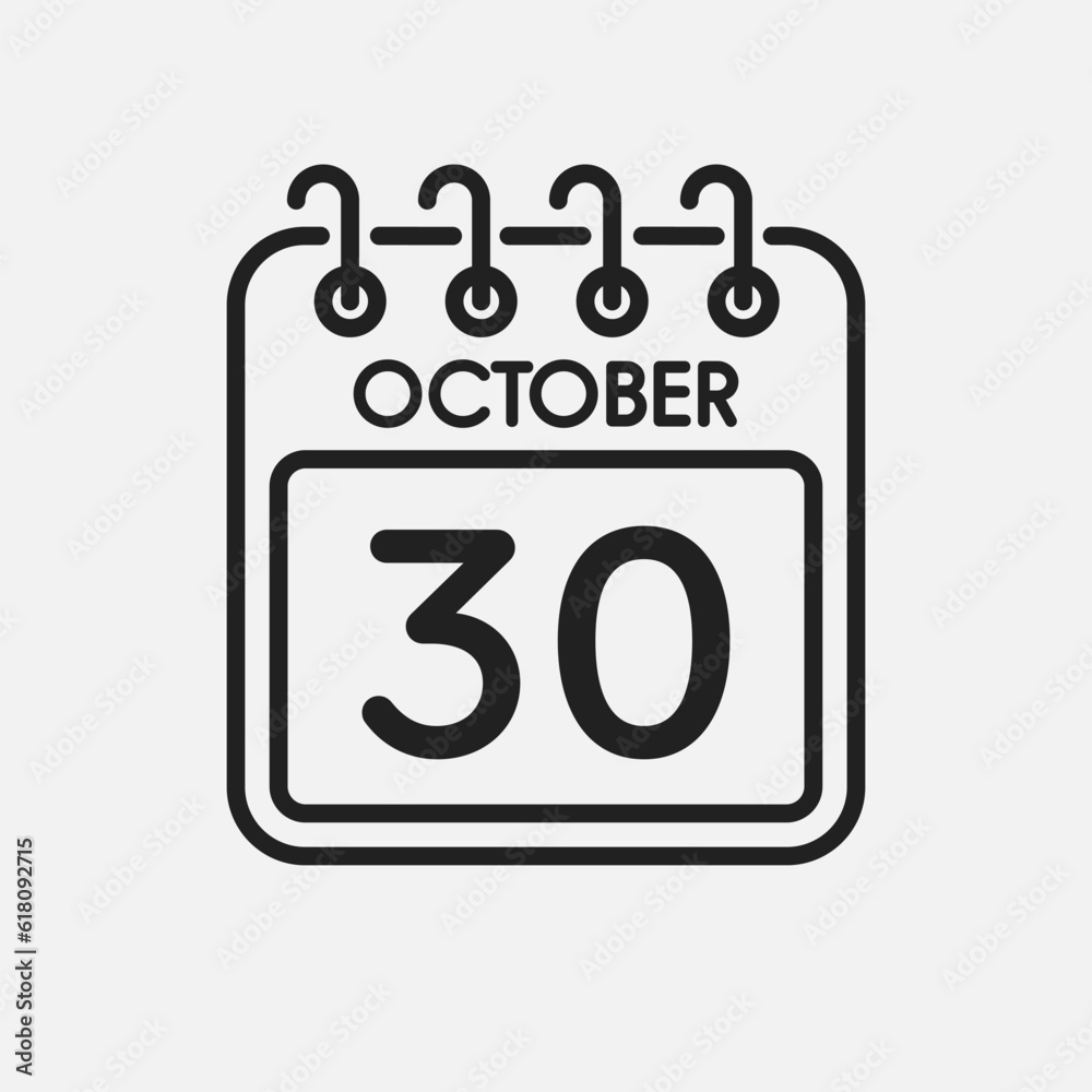 Icon page calendar day - 30 October Icon page calendar day - 30 October