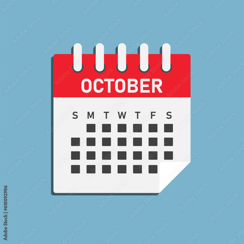 Vector template icon page calendar, month October Vector template icon page calendar, month October