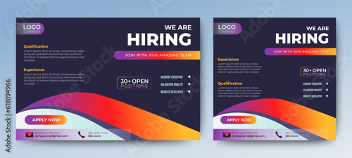 Creative social media post feed design. We are hiring banner, poster, announcement job for company. vector