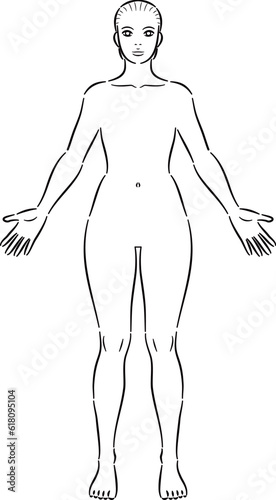 シェーマ　人体図　女性　前面　乳房なし