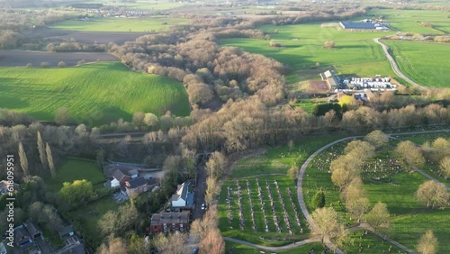 Drone footage of Winthorpe village houses near Newark, Nottinghamshire, UK photo