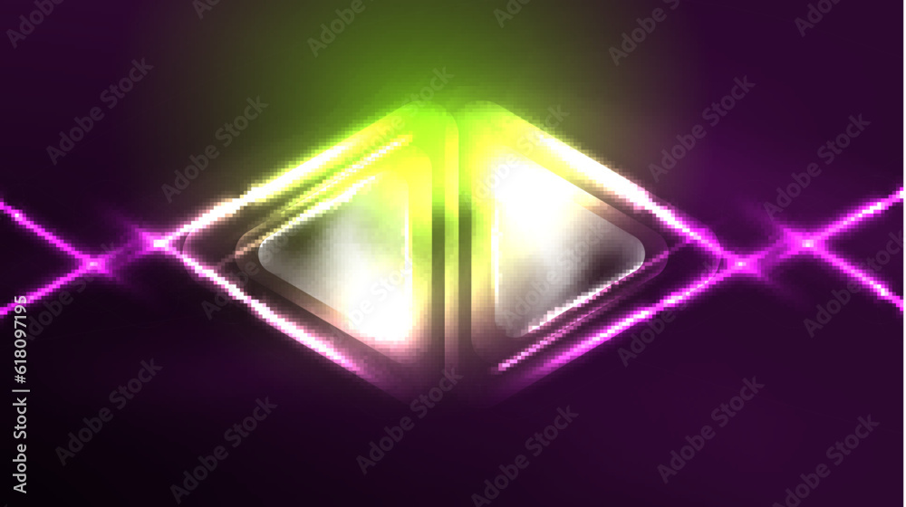Techno neon triangles with light effects in the dark Techno neon triangles with light effects in the dark