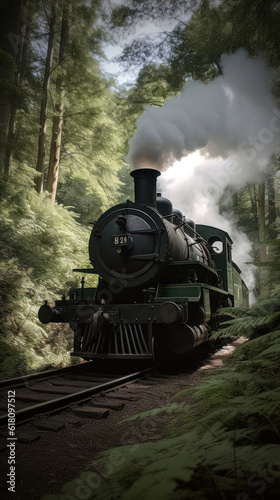 A Steam Locomotive in a Green Beech Forest © Eirik Sørstrømmen