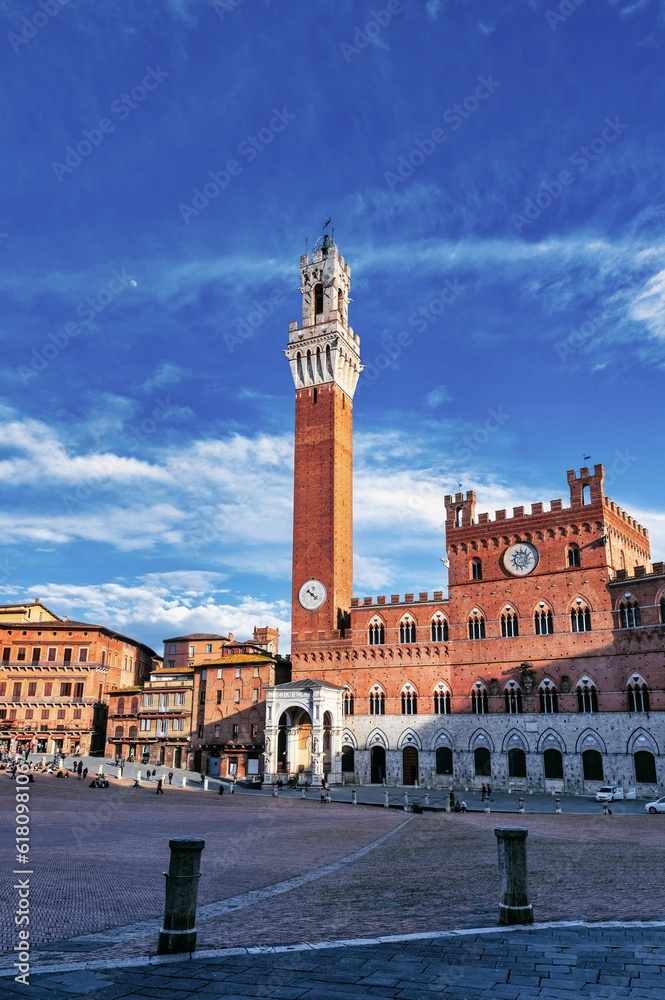 Vertical shot of Piazza del Campo in Siena, Italy on a sunny day
