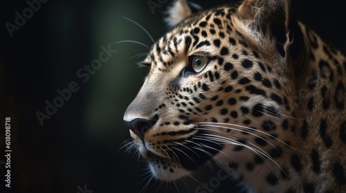  a close up of a leopard's face with a blurry background. generative ai
