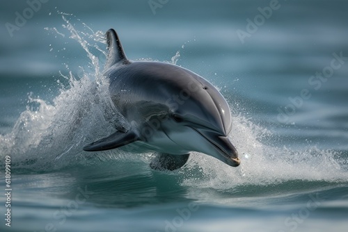 AI generated illustration of Aabottlenose dolphin jumping in the ocean
