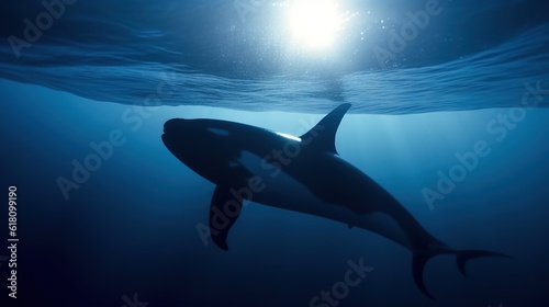  a shark swimming in the ocean under the water's surface. generative ai