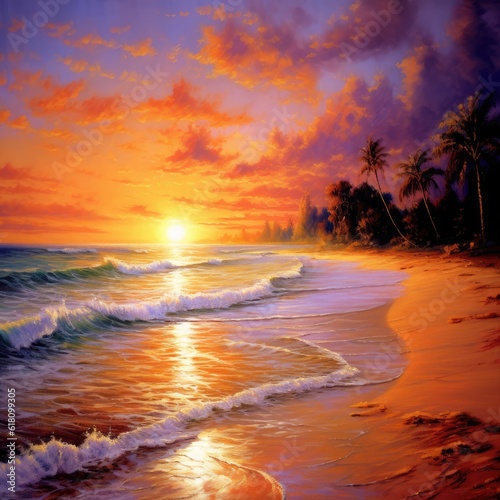 sunset on the beach © Dinaaf