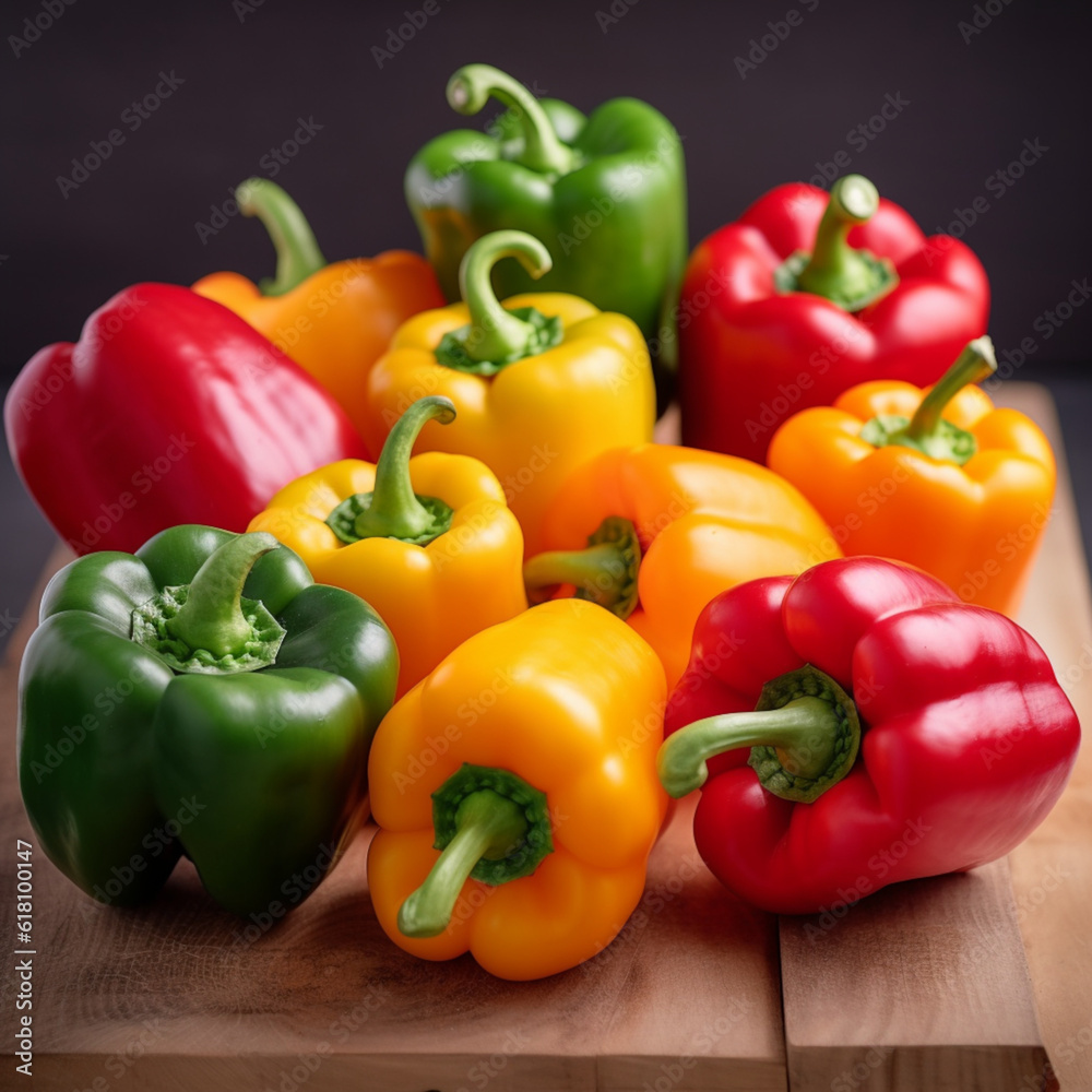 bell pepper on wood board bell pepper on wood board