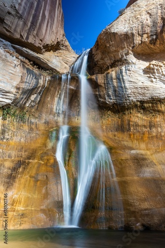 Stunning long exposure of lower calf creek falls in the grand escalante national monument in Utah
