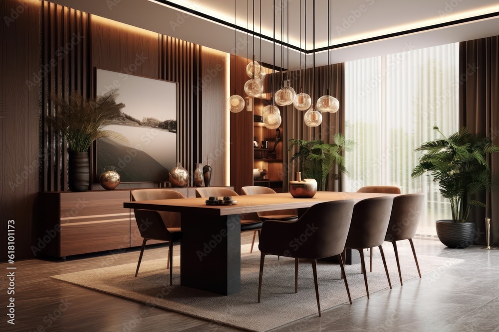 Fototapeta premium Details of high-end real estate house, state-of-the-art furniture and elegant chairs.