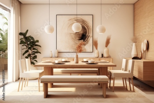 Designer Villa with Grand Dining Room and details of designer chairs