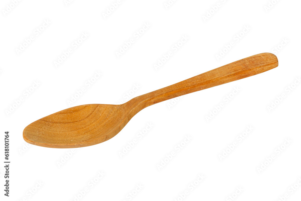 Wooden spoon isolated on white background. Close-up. Wooden spoon isolated on white background. Close-up.
