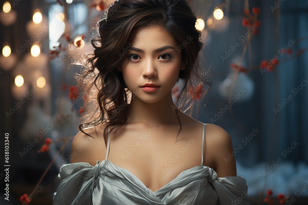 Fototapeta premium Illustration of a fashion portrait, AI Generated