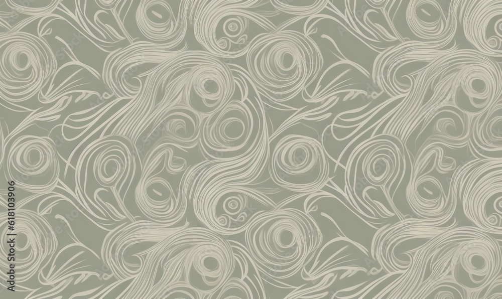 a gray and white wallpaper with swirls and leaves on the side of the wall and a light green background with a light green background. generative ai a gray and white wallpaper with swirls and leaves on the side of the wall and a light green background with a light green background. generative ai