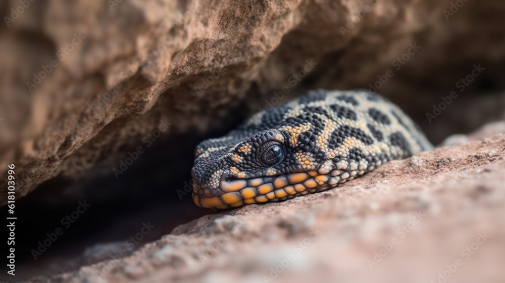 a close up of a lizard on a rock near water. generative ai a close up of a lizard on a rock near water. generative ai